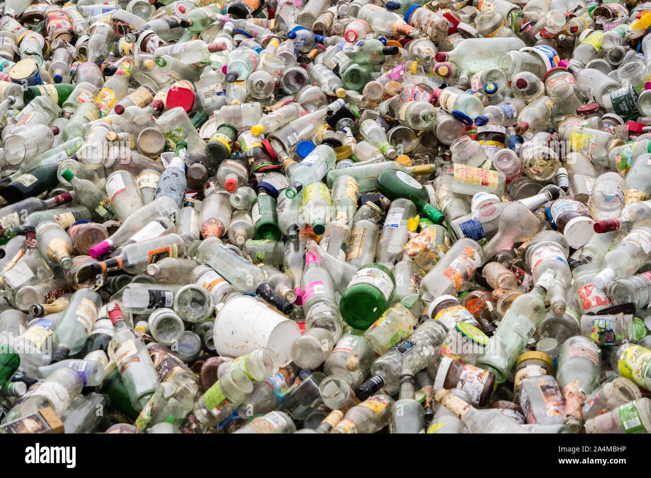 Glas Bottle recycling yard Stock Photo Alamy