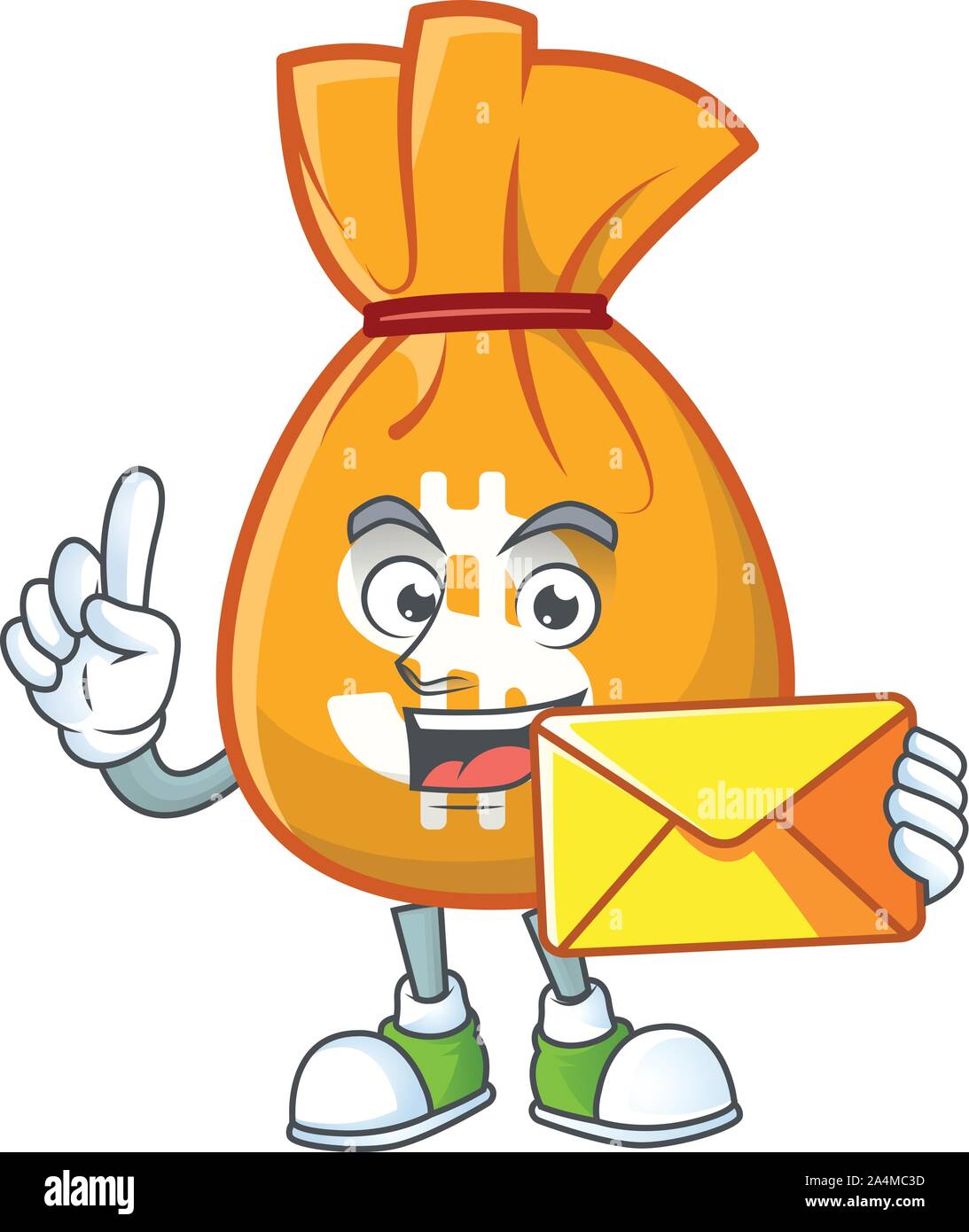 With envelope cartoon bag of money with mascot Stock Vector Image & Art