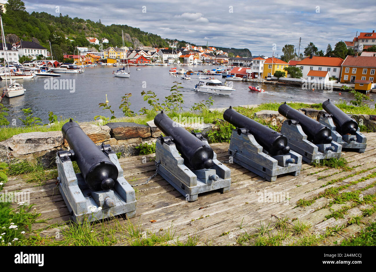 Cannons near Kragerø in Sørlandet. Stock Photo