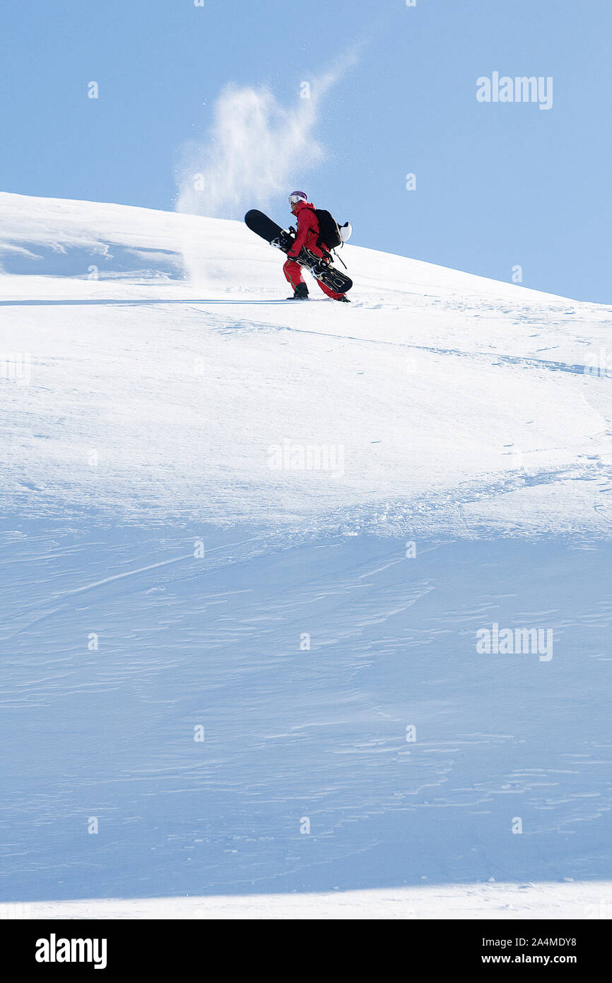 Ski Touring In Snow Mountain Stock Photo