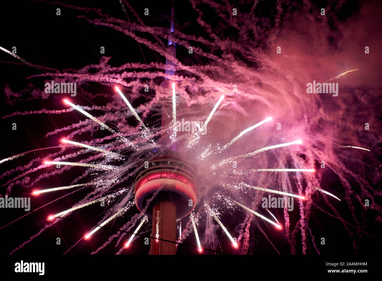 Canada 150 CN tower fireworks Stock Photo Alamy
