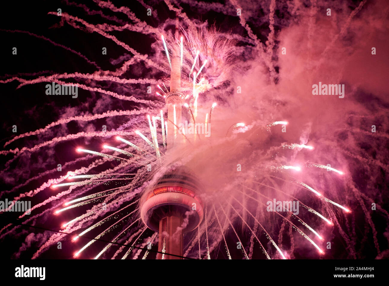 Canada 150 CN tower fireworks Stock Photo Alamy