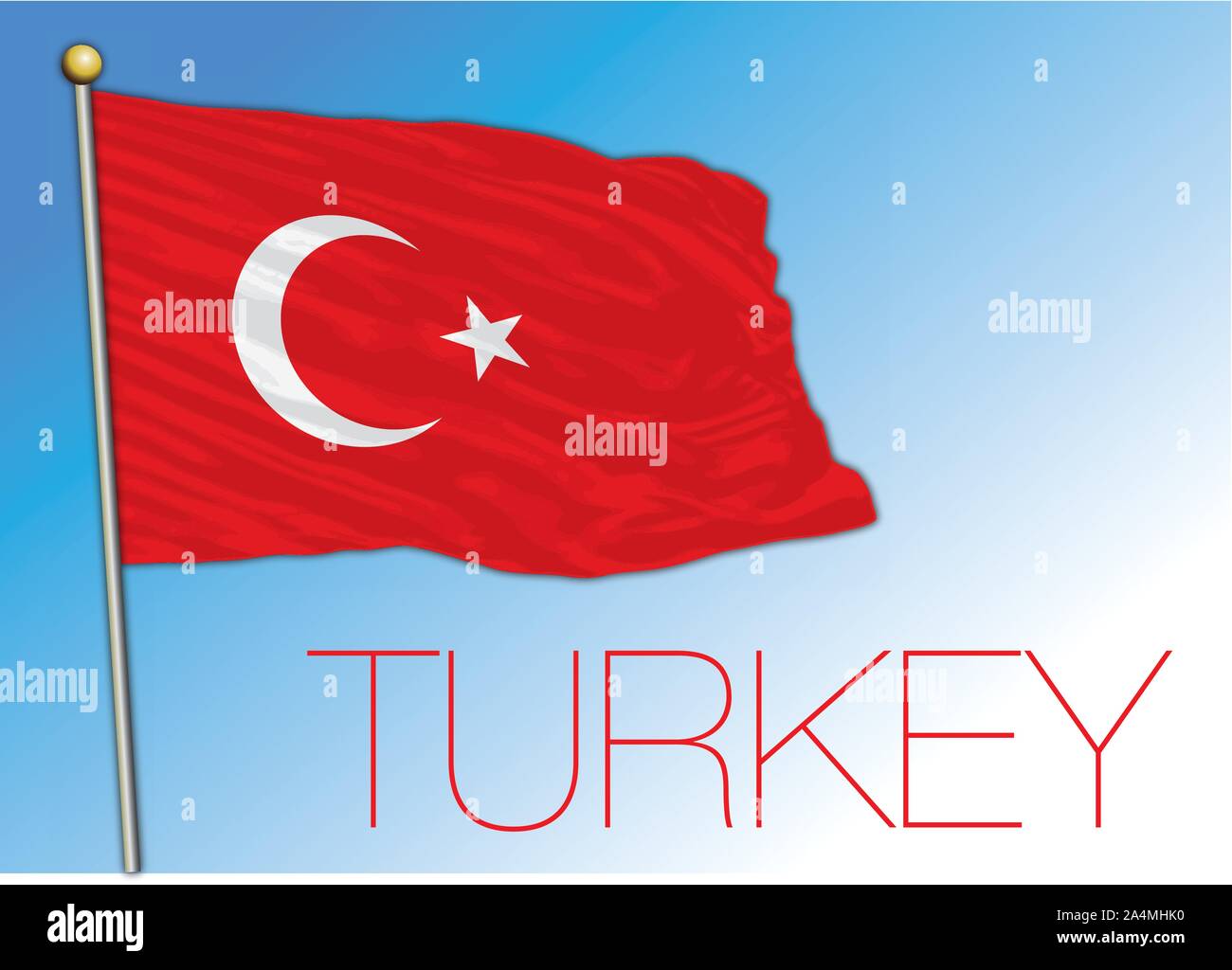 Turkey official flag, vector illustration Stock Vector