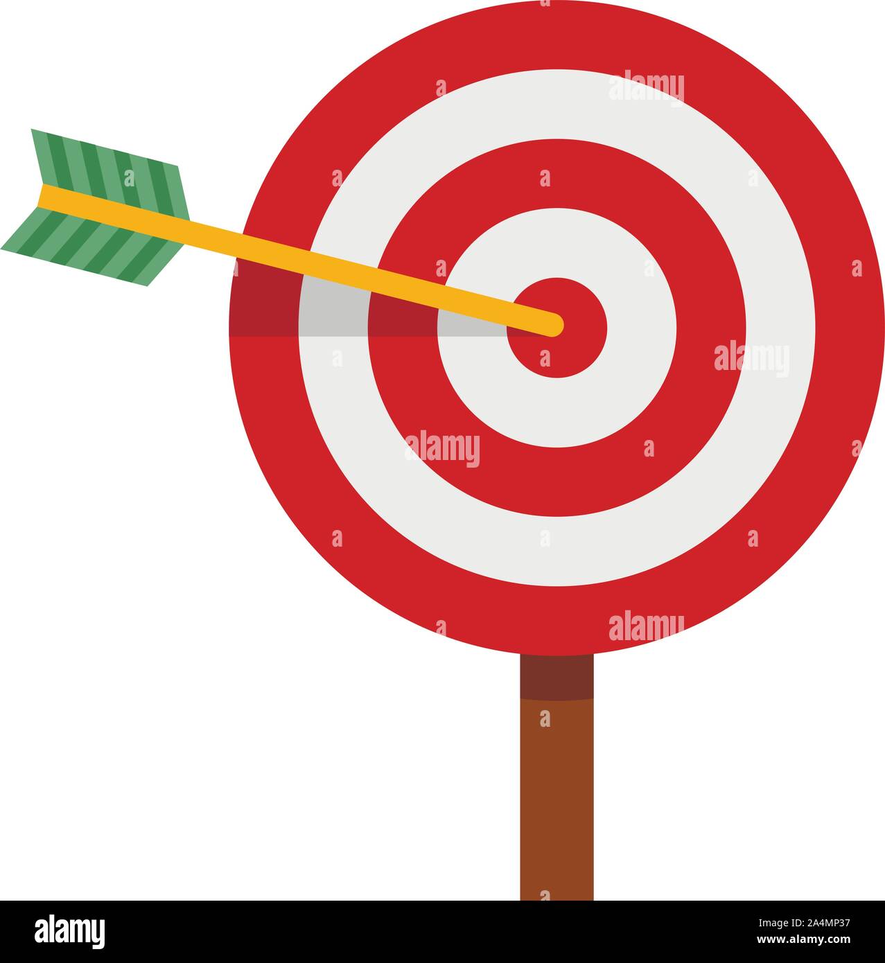 Arrow in target icon. Flat illustration of arrow in target vector icon