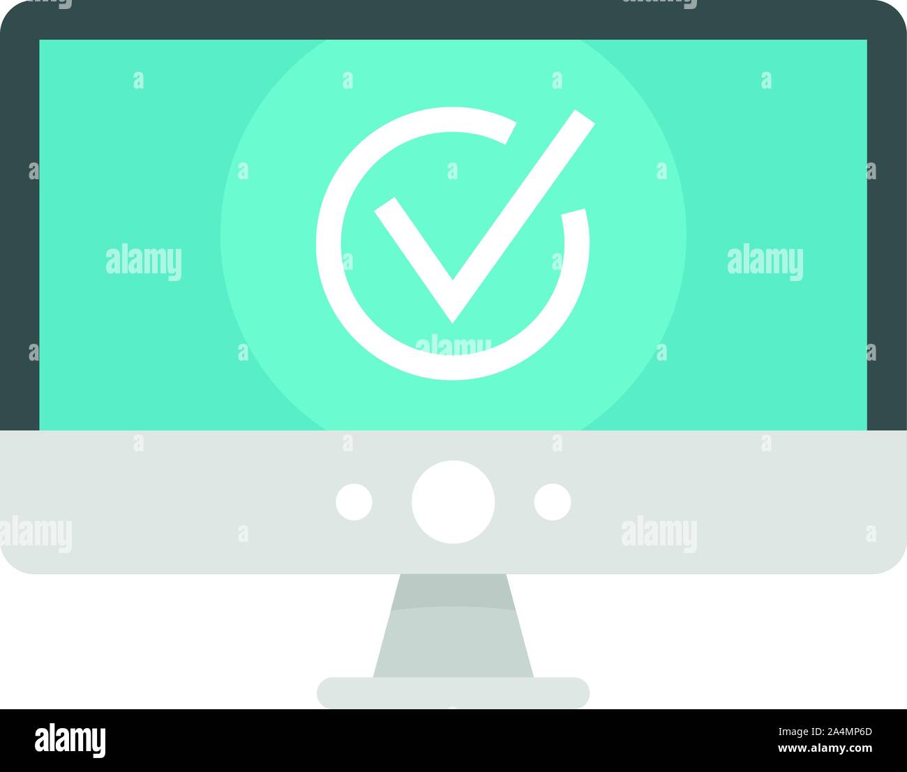 Computer monitor online vote icon. Flat illustration of computer ...