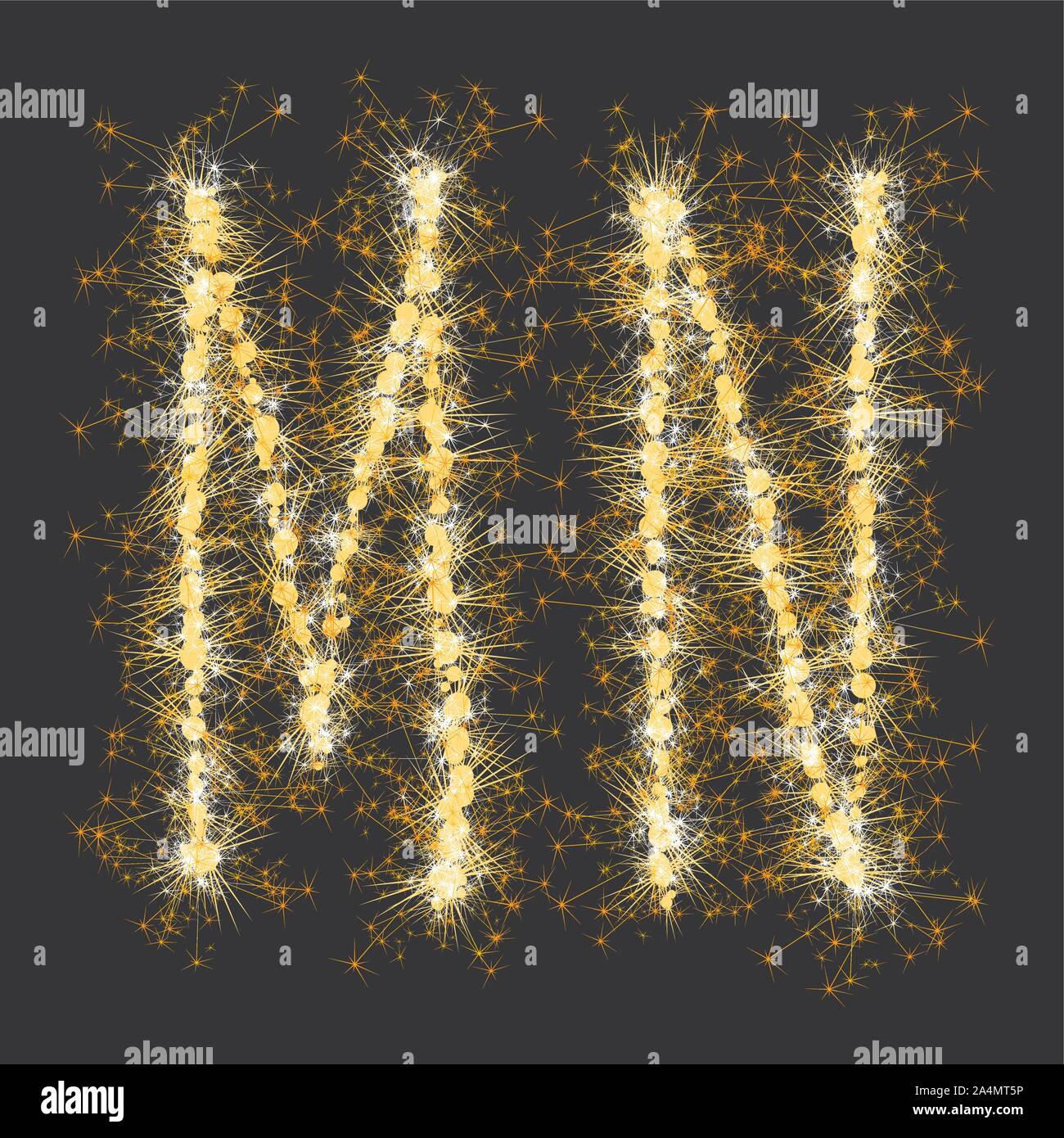 golden glittering sparks leters set Stock Vector