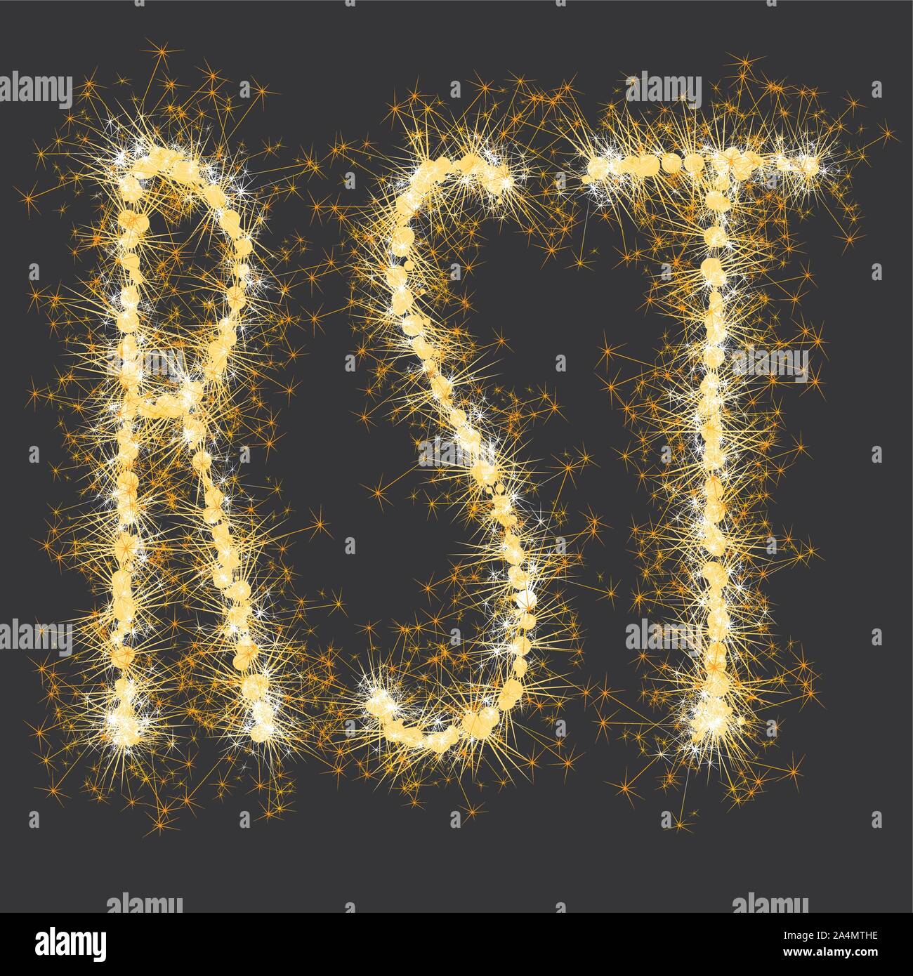 golden glittering sparks leters set Stock Vector