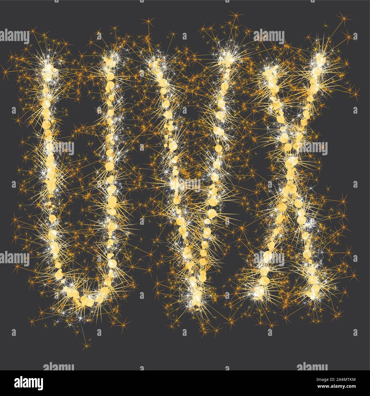 golden glittering sparks leters set Stock Vector