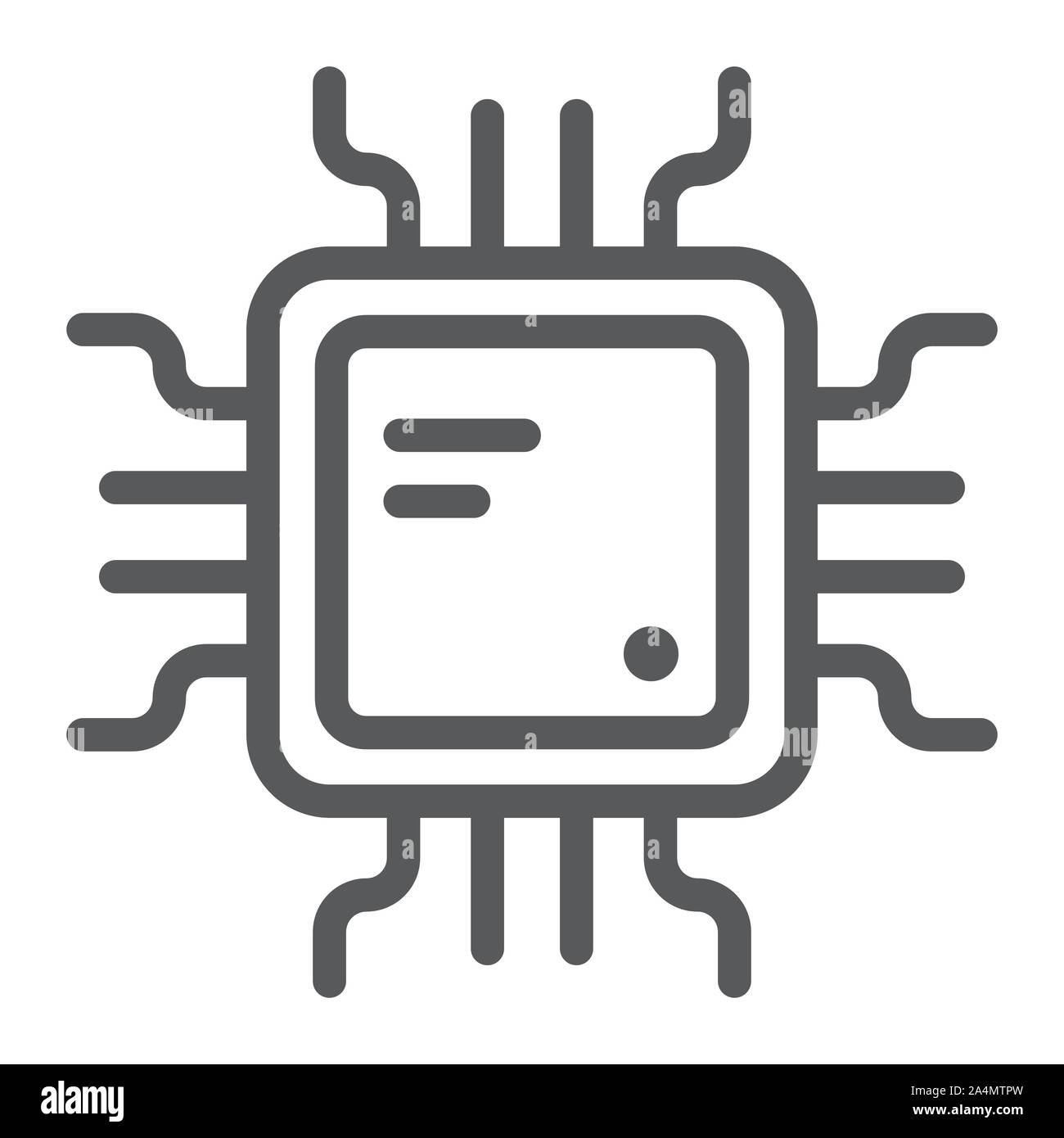 Cpu line icon, technology and device, chip sign, vector graphics, a linear pattern on a white background. Stock Vector