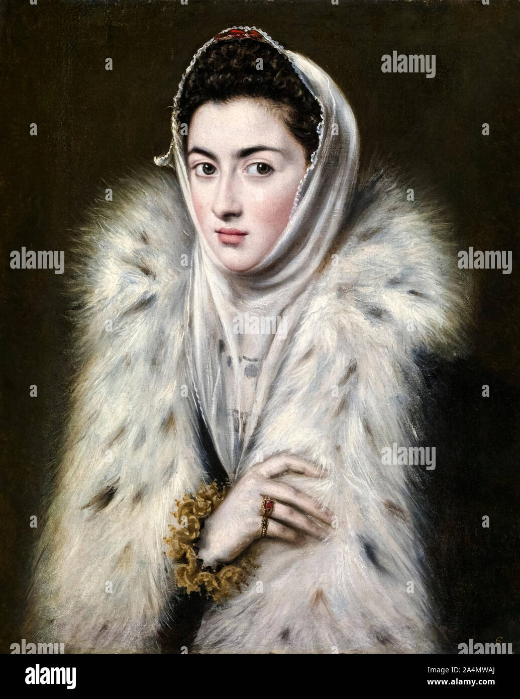 El Greco, Lady in a Fur Wrap, painting, 1597-1599 Stock Photo