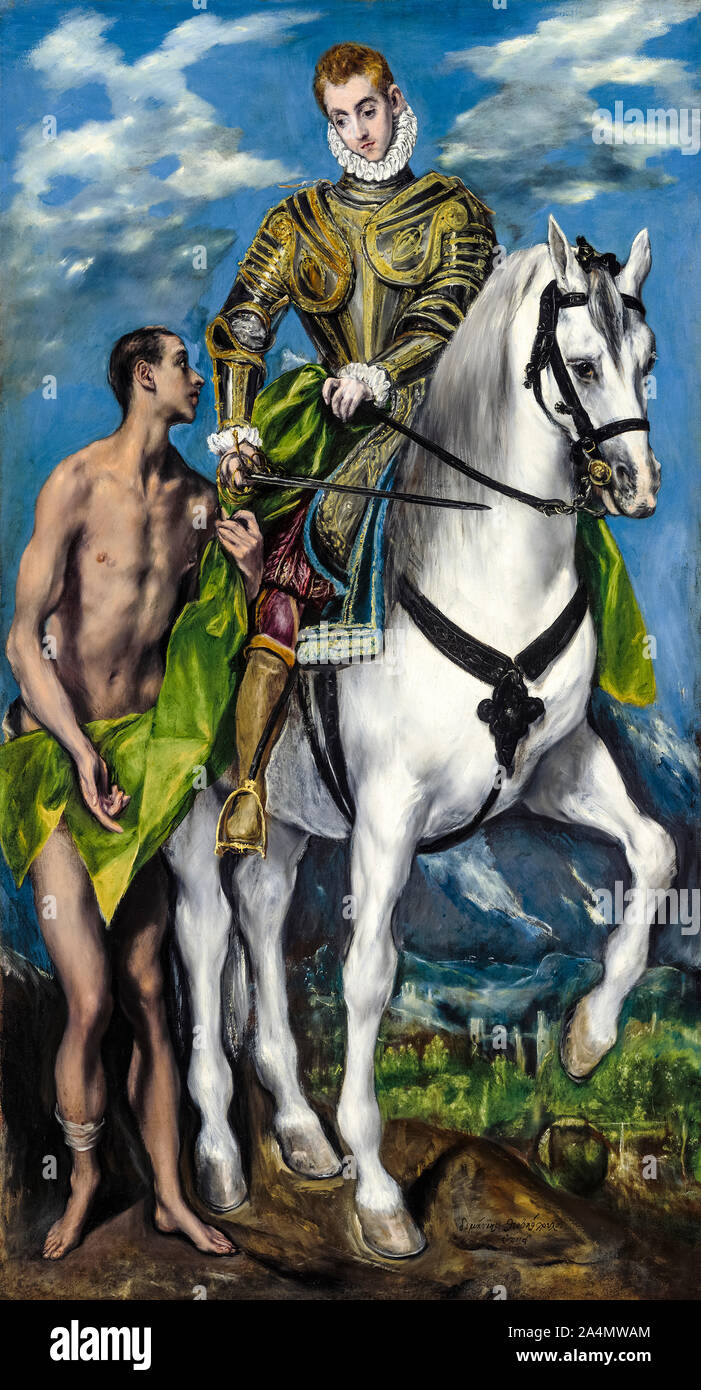 El Greco, Saint Martin and the Beggar, painting, 1597-1599 Stock Photo