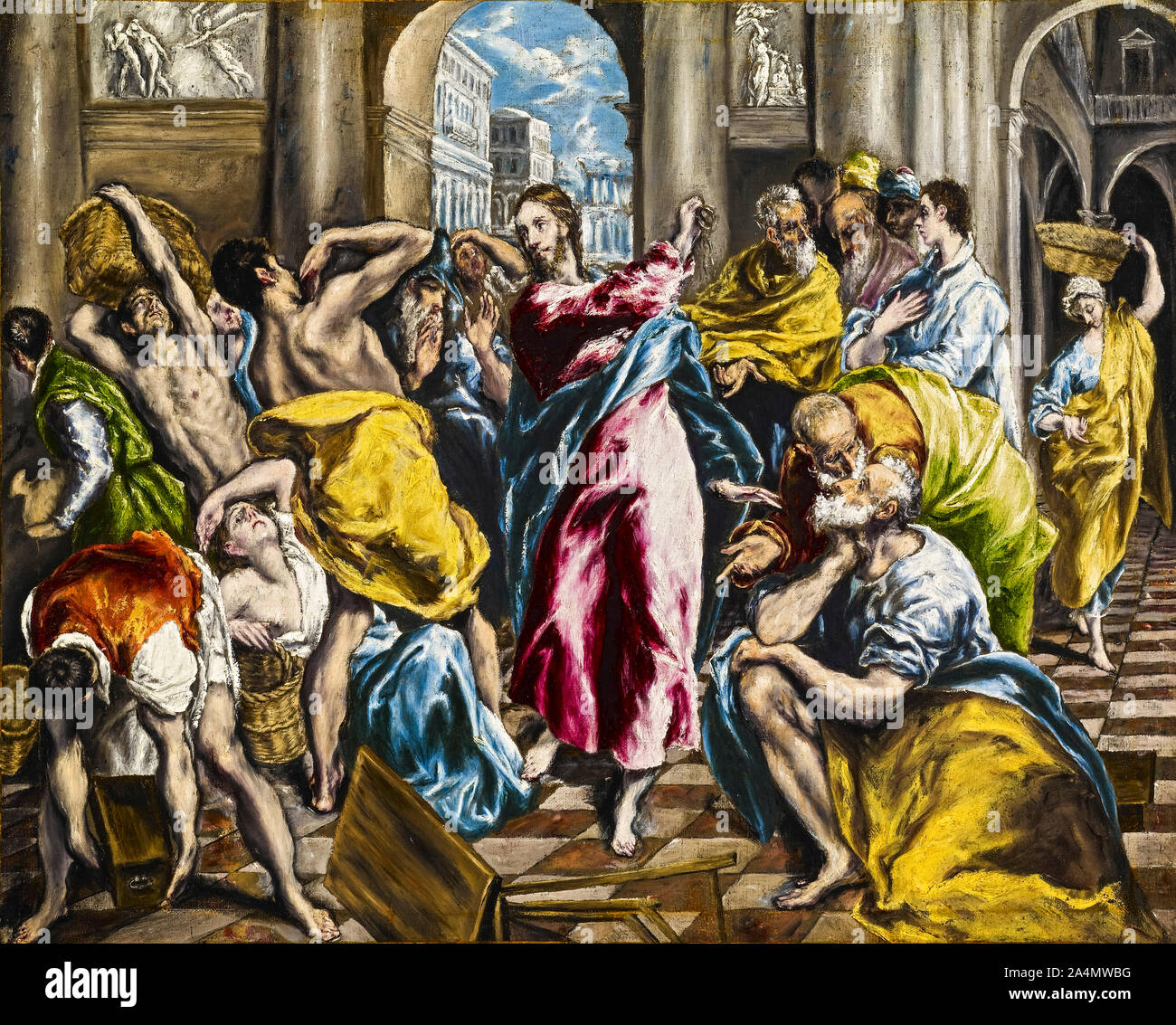 El Greco, Purification of the Temple, painting, circa 1600 Stock Photo