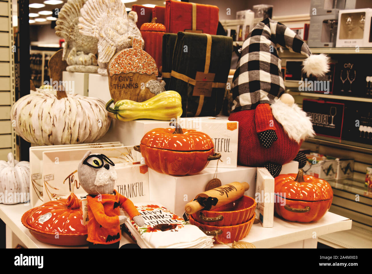 Vancouver, Canada - September 13,2019: The famous store 'Winners' prepared for celebration of Thanksgiving Day and Halloween with nice items for Home Stock Photo