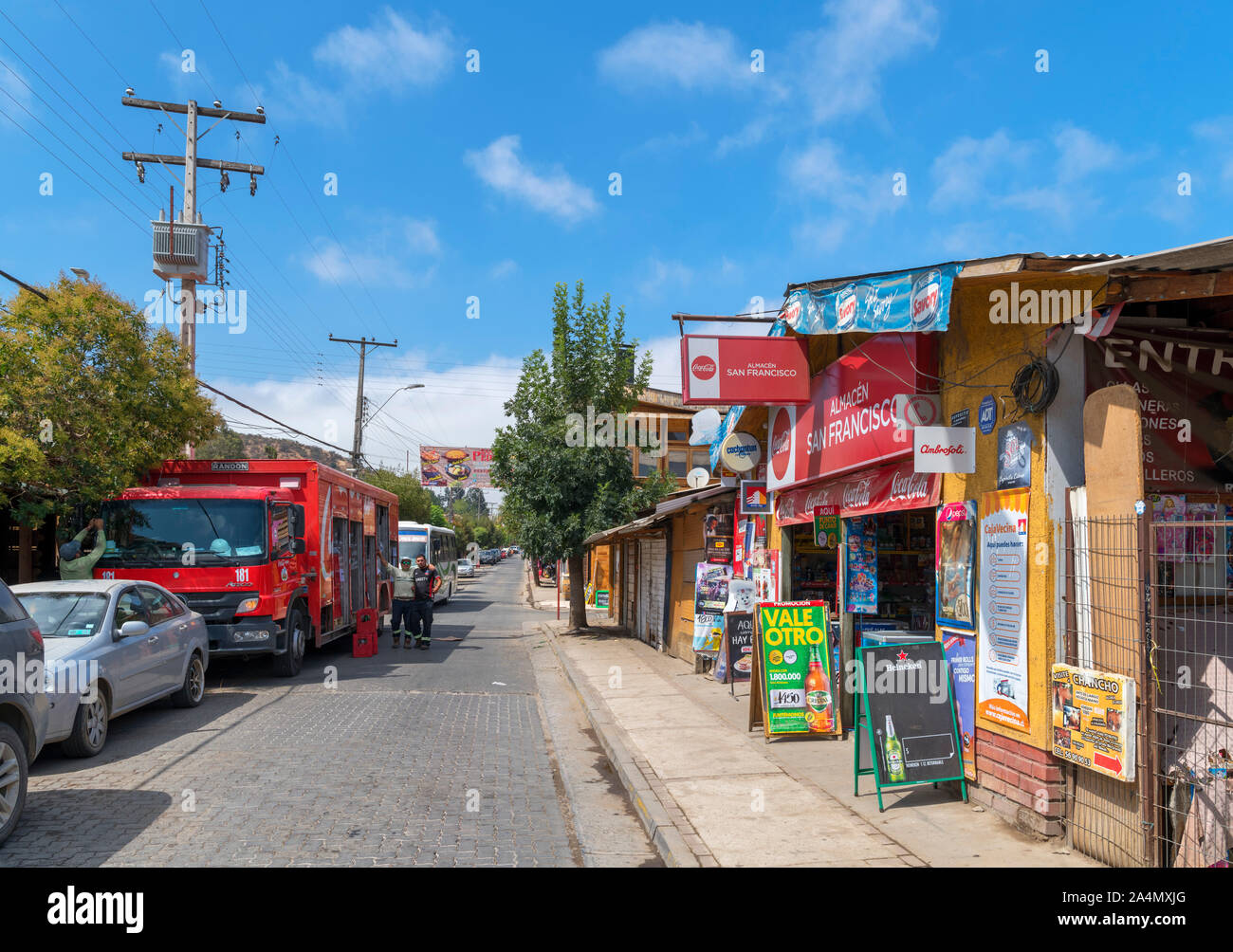 The main street in the village of Pomaire, famous for its local pottery, Melipilla Province, Santiago Metropolitan area, Chile, South America Stock Photo