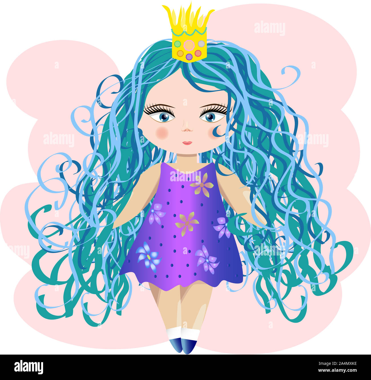 Cute little princess girl. Fashion illustration for kids Stock Photo ...