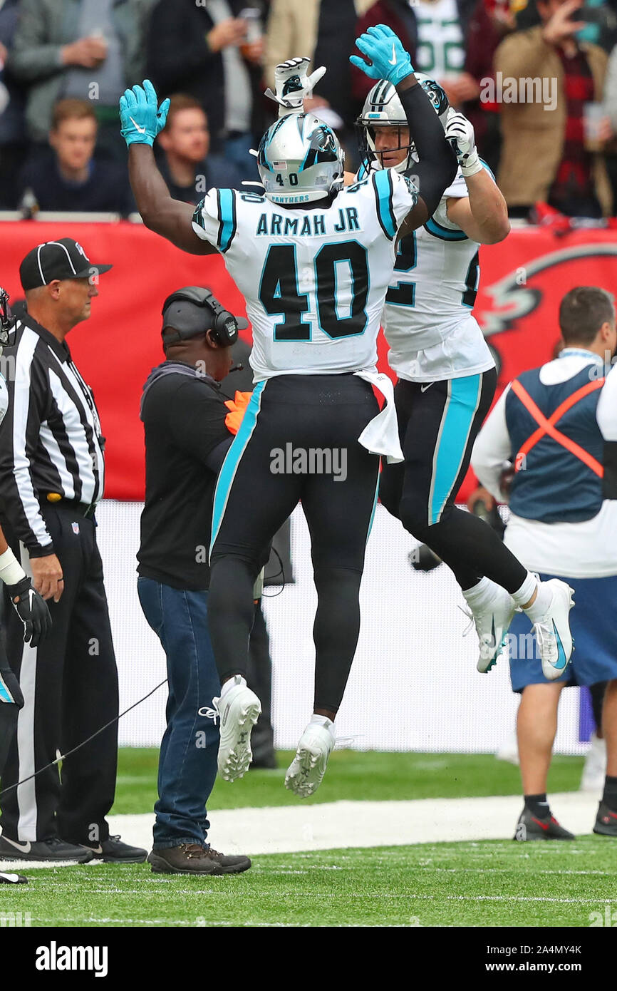 LONDON, ENGLAND - OCTOBER 13 2019: The NFL game between Carolina Panthers and Tampa Bay Buccaneers at Tottenham Stadium in London, United Kingdom. Stock Photo