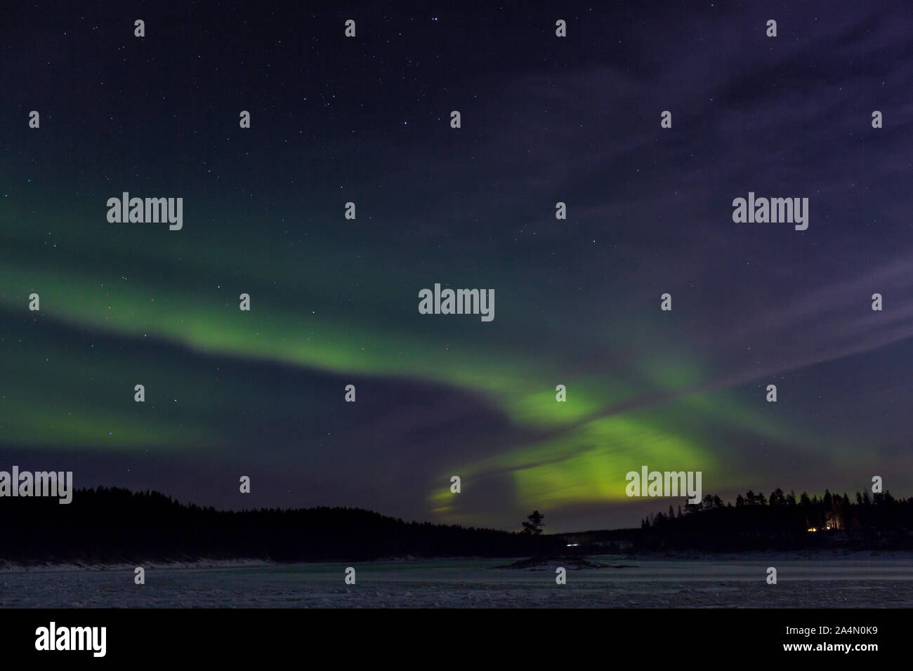 Northern lights on sky Stock Photo