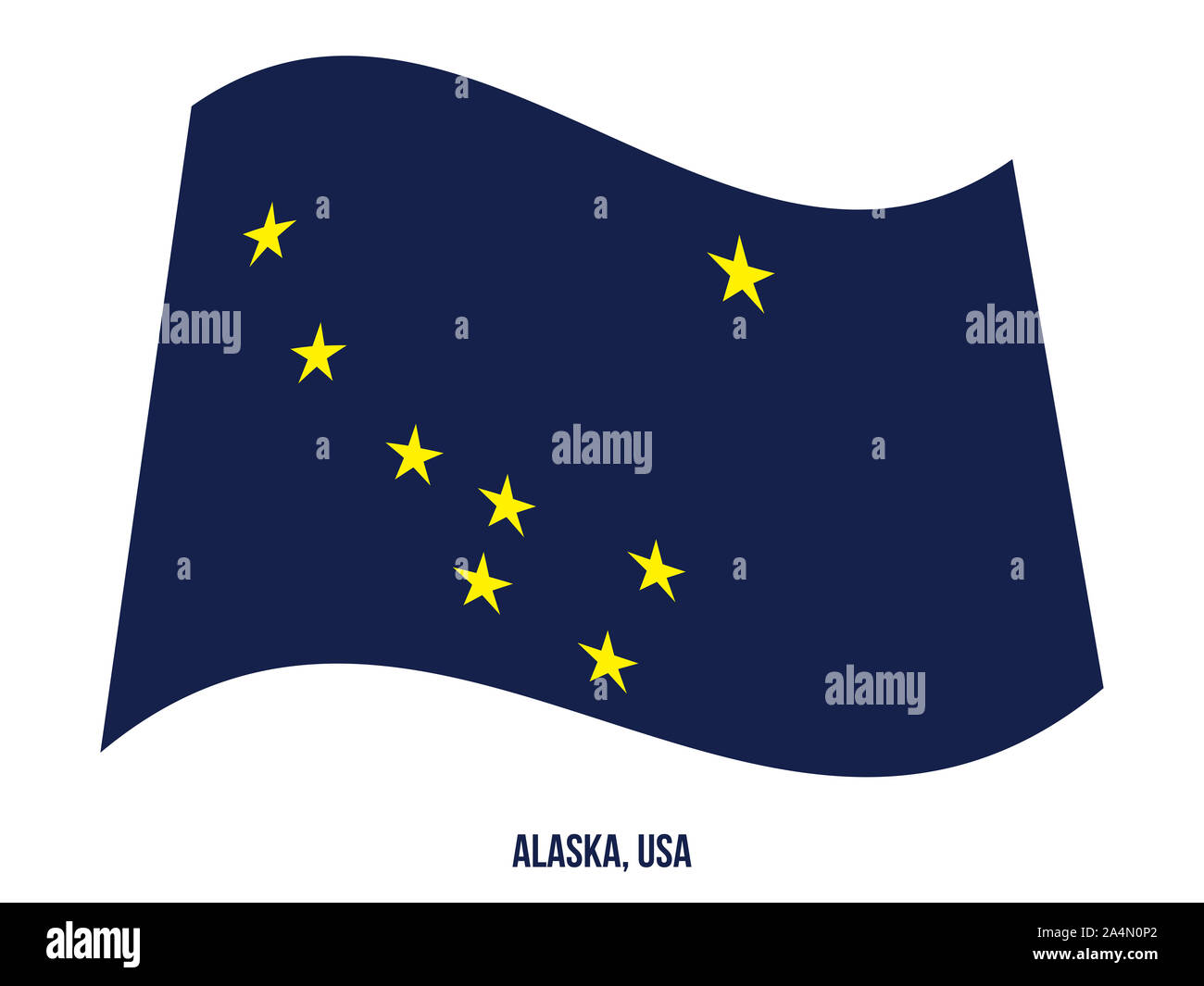 Alaska (USA State) Flag Waving Vector Illustration on White Background. Flag of the United