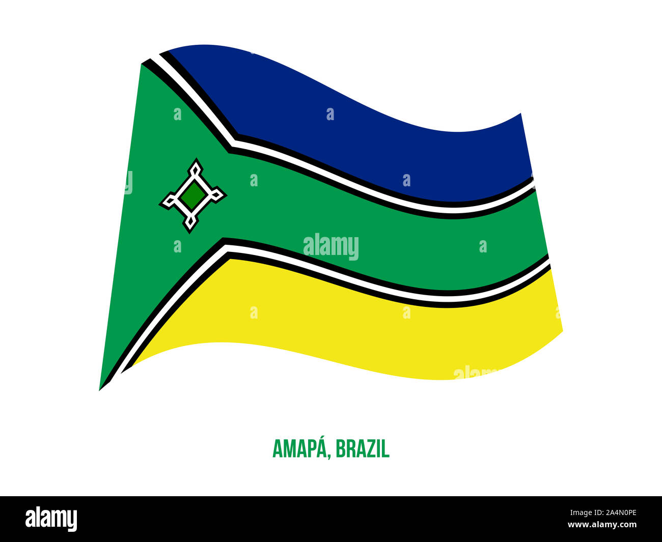Amapa Flag Waving Vector Illustration on White Background. States Flag of Brazil. Stock Photo