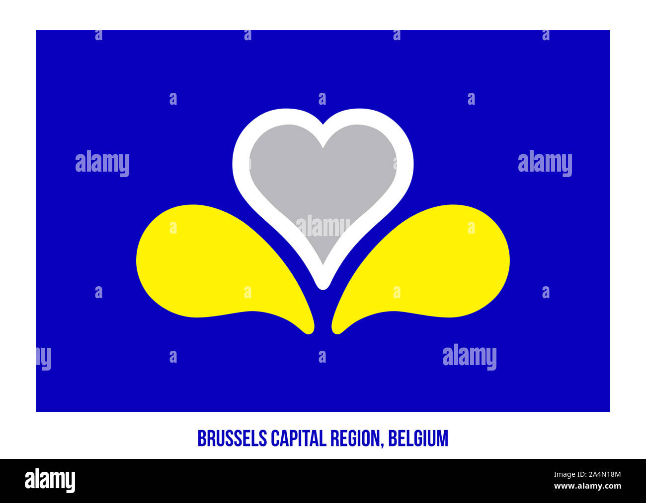 Brussels Capital Region, Belgium Flag Vector Illustration on White Background. Region Flag of Belgium. Correct Size, Proportion, Colors. Stock Photo