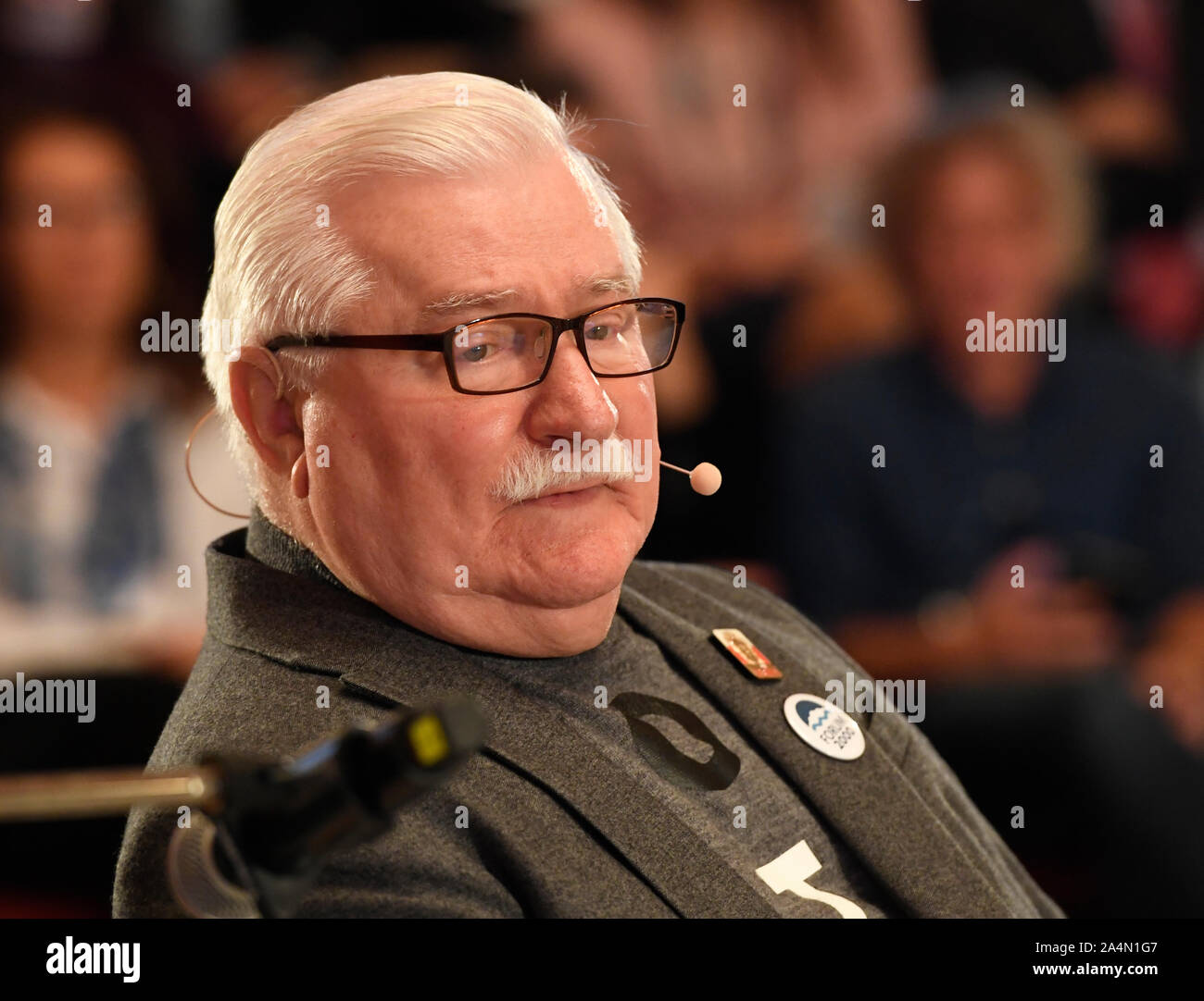 Lech Walesa, the former and first democratically elected President of Poland (1990-1995) and former pro-European activist and union organizer as the Chairman of Solidarity (1980-1990), speaks during the Closing Panel of the 23rd Forum 2000 international conference of world personalities with motto Recovering the Promise of 1989, in Zofin Palace in Prague, Czech Republic, on Tuesday, October 15, 2019. (CTK Photo/Michal Krumphanzl) Stock Photo