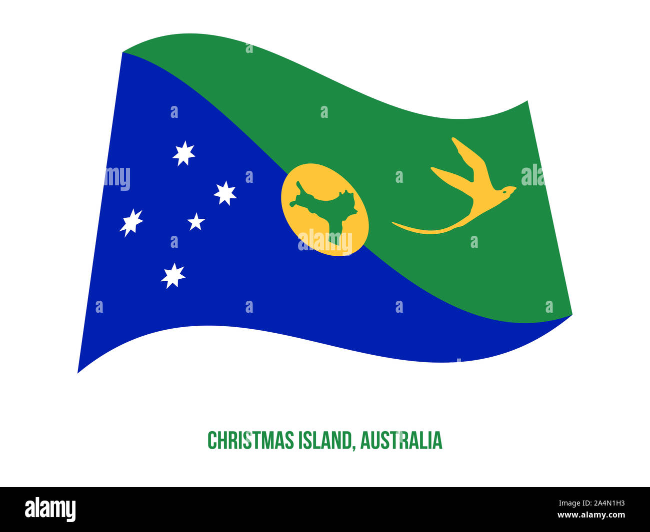 Christmas Island Flag Waving Vector Illustration On White Background 