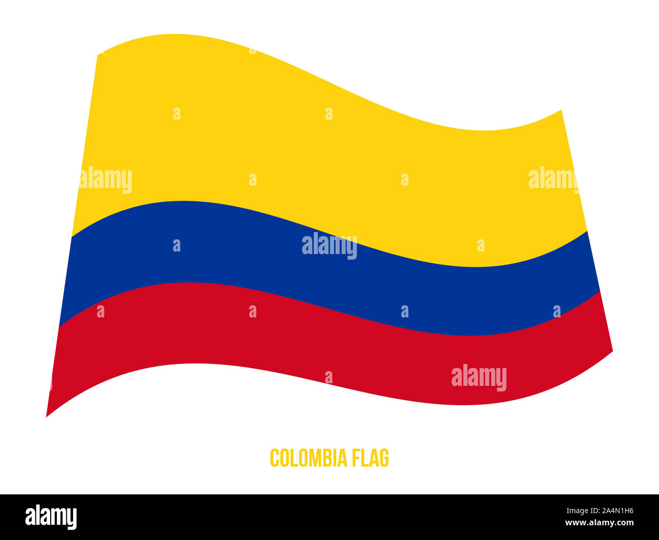 Colombia Flag Waving Vector Illustration on White Background. Colombia National Flag. Stock Photo