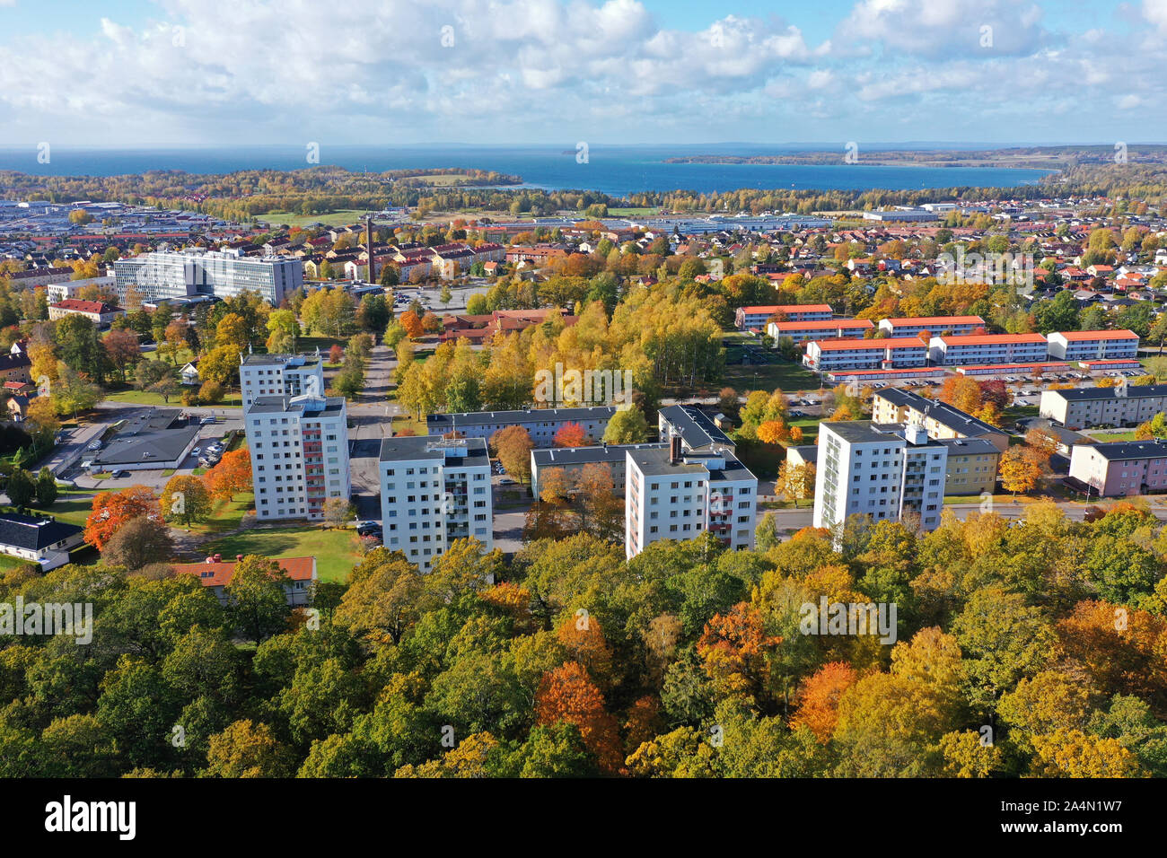 Autumn colors in the city of Motala, Sweden.Photo Jeppe Gustafsson Stock Photo