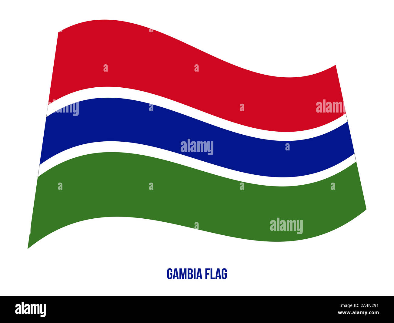 Gambia Flag Waving Vector Illustration on White Background. Gambia ...
