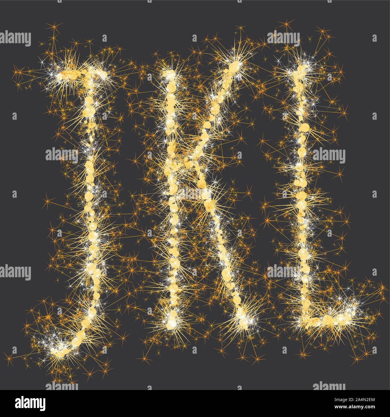 golden glittering sparks leters set Stock Vector