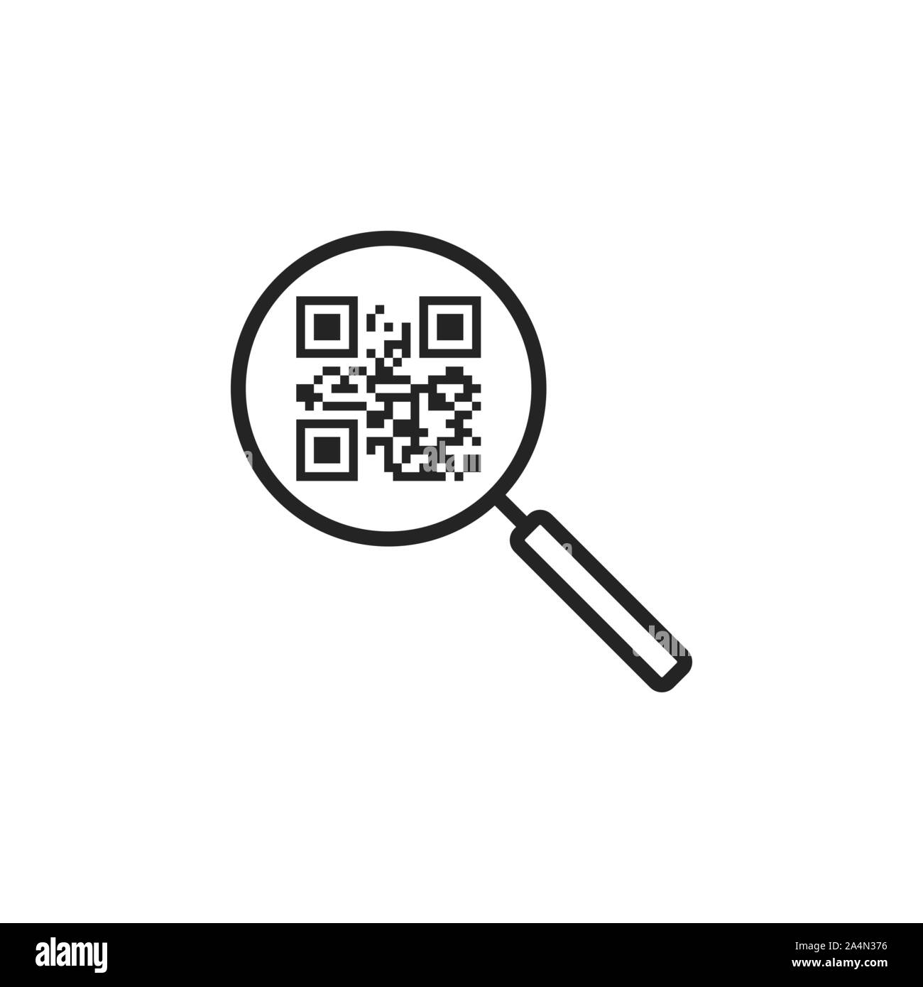 QR Code, magnifying icon. Vector illustration, flat design. Stock Vector