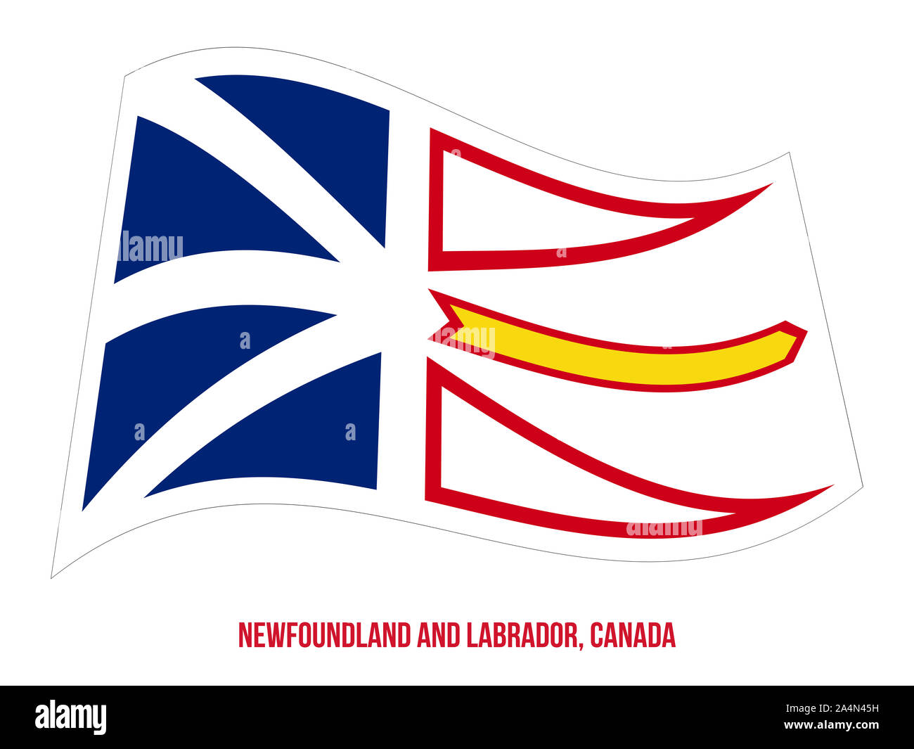 Newfoundland And Labrador Flag Waving Vector Illustration On White 