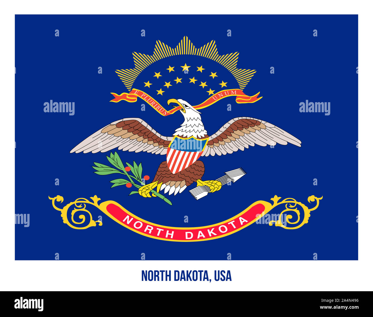 North Dakota (USA State) Flag Vector Illustration on White Background ...