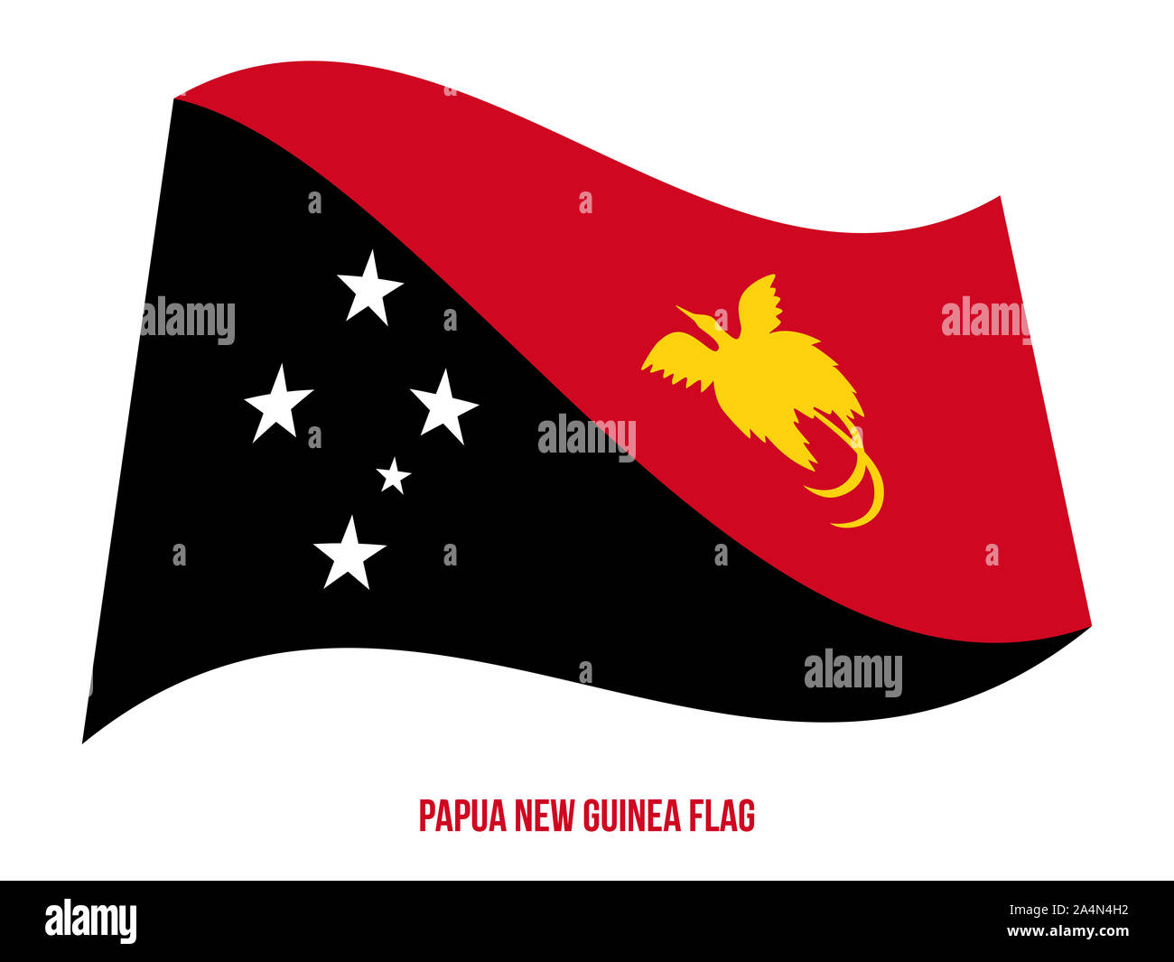 Papua New Guinea Flag Waving Vector Illustration on White Background. Papua New Guinea National ...