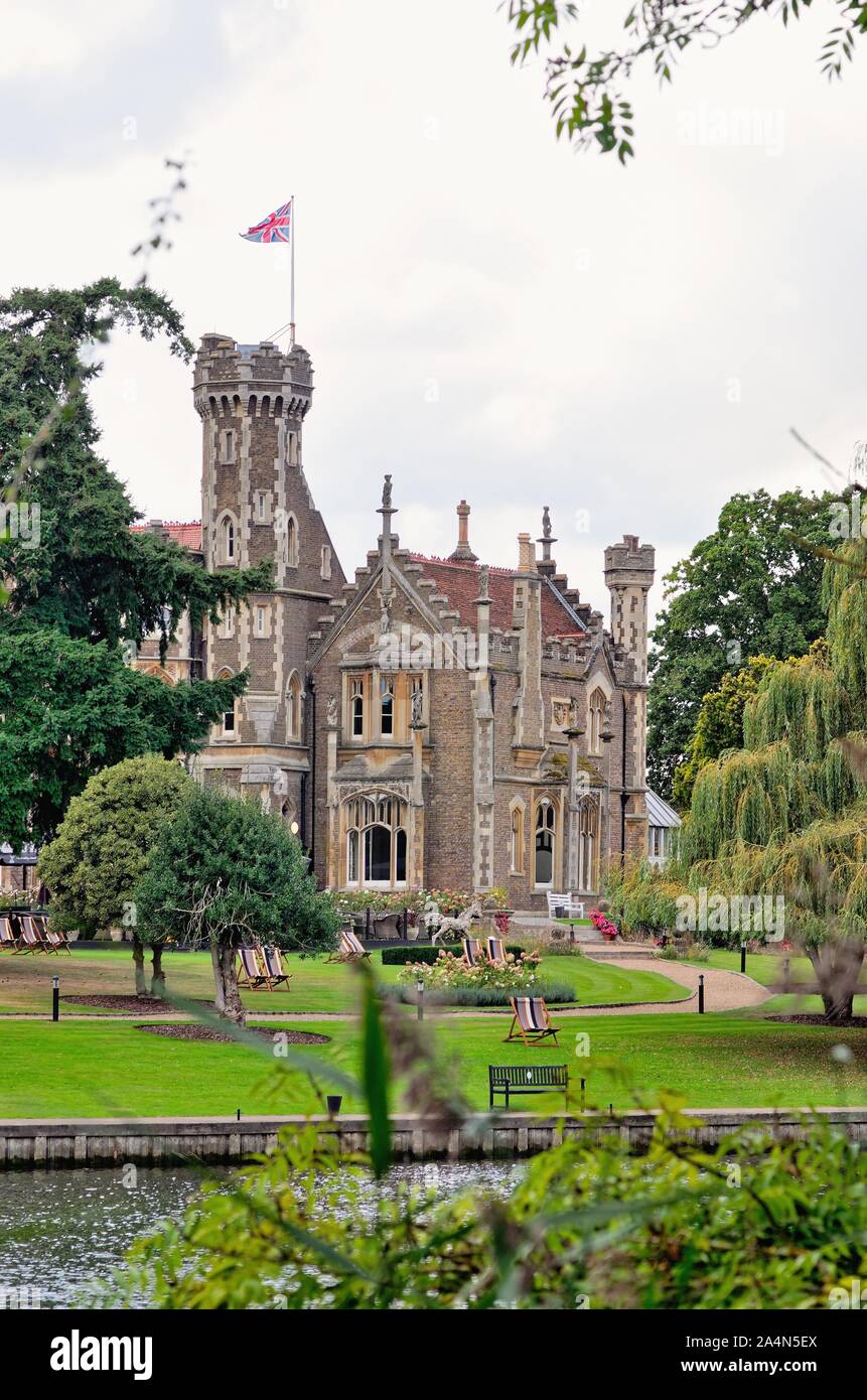 Exterior of The Oakley Court luxurious hotel on the River Thames at Bray Berkshire England UK Stock Photo