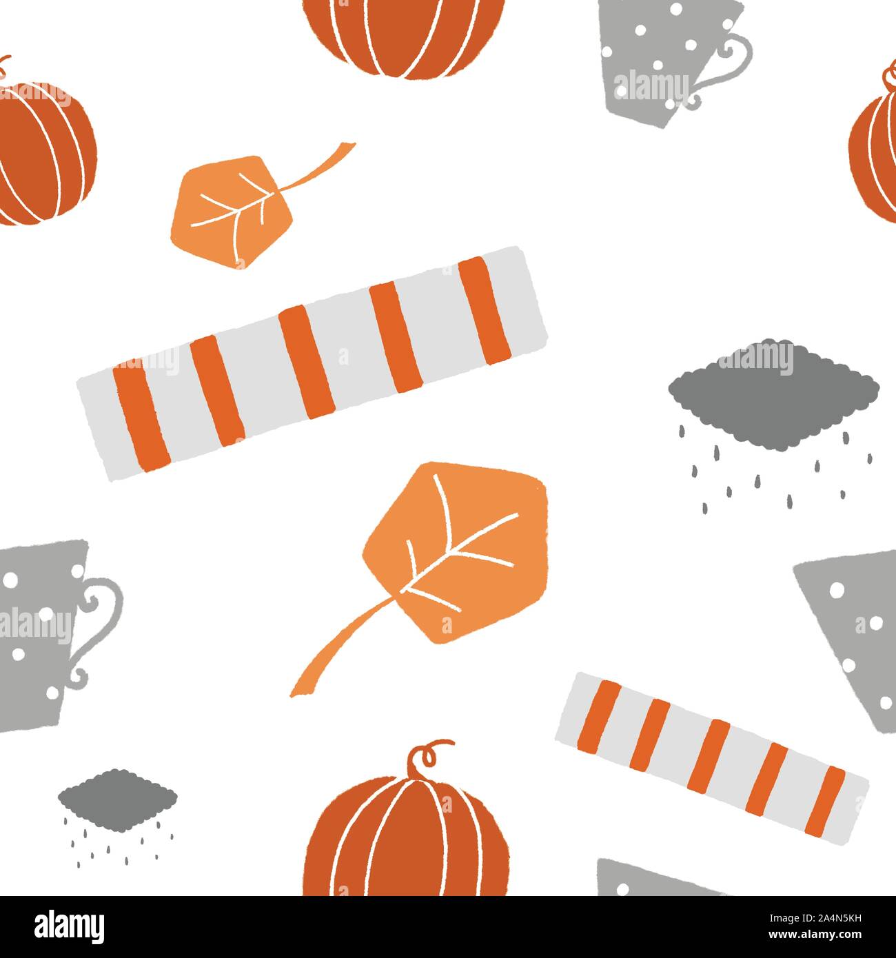 Seamless vector pattern of autumn halloween elements. Stock Vector