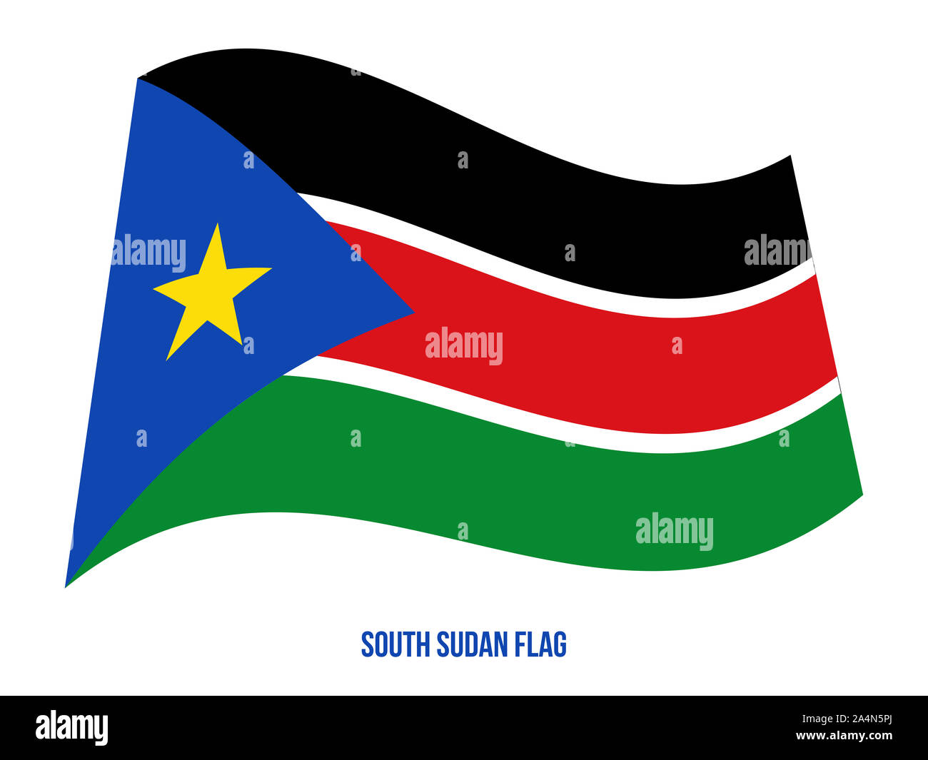 South Sudan Flag Waving Vector Illustration on White Background. South Sudan National Flag Stock ...