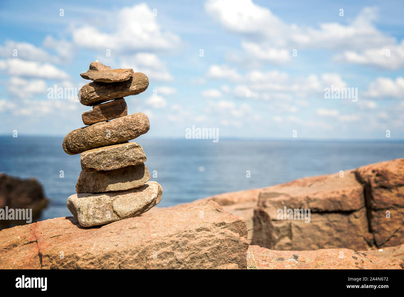 Stack of stones, Hovs Hallar, Bjarehalvon, Skane, Sweden Stock Photo