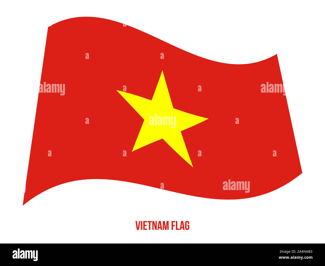Vietnam Flag Waving Vector Illustration on White Background. Vietnam National Flag. Stock Photo