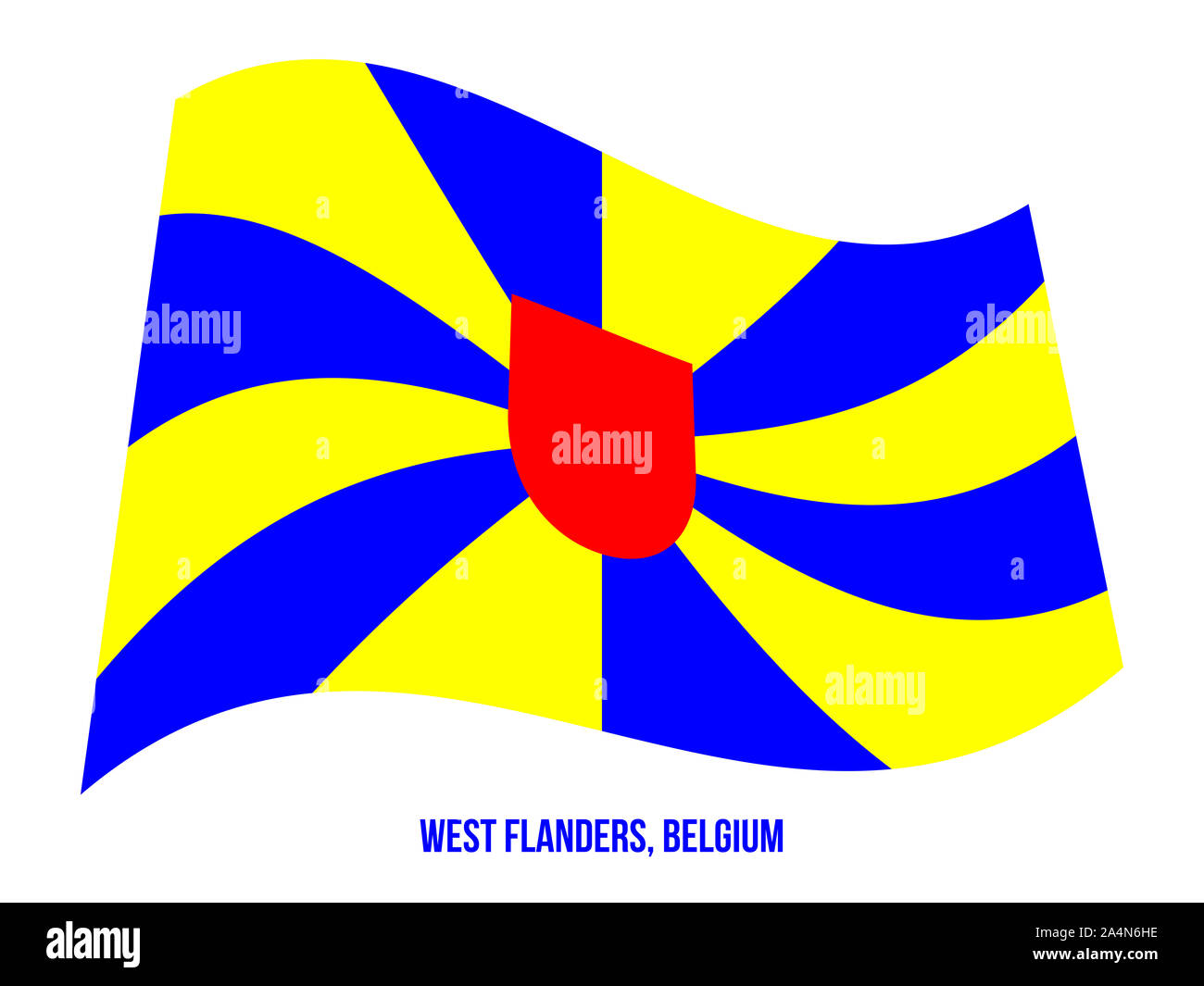 West Flanders Flag Waving Vector Illustration On White Background Provinces Flags Of Belgium