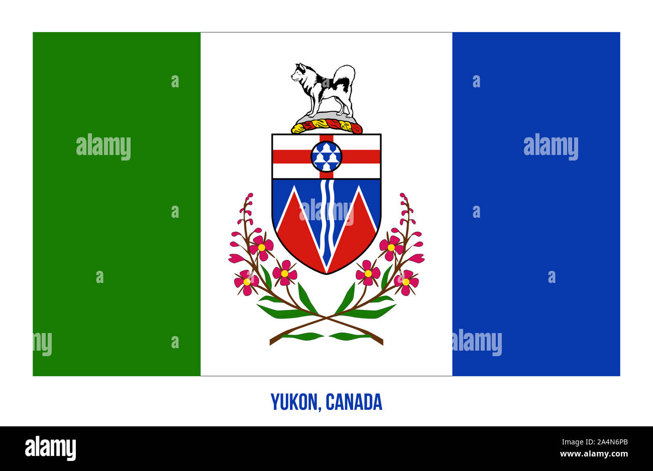 Yukon Flag Vector Illustration on White Background. Territory Flag of Canada. Correct Size, Proportion and Colors. Stock Photo