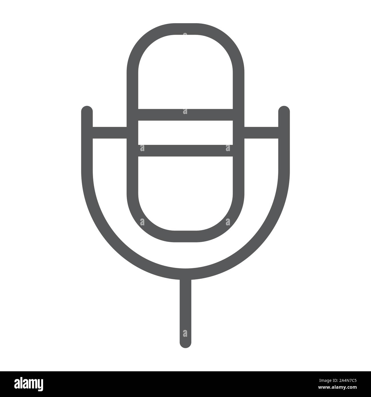 Computer microphone line icon, sound and device, audio mic sign, vector graphics, a linear pattern on a white background. Stock Vector