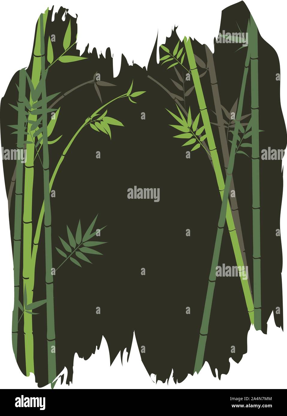 Abstract bamboo branches with leaves grunge illustration Stock Vector ...