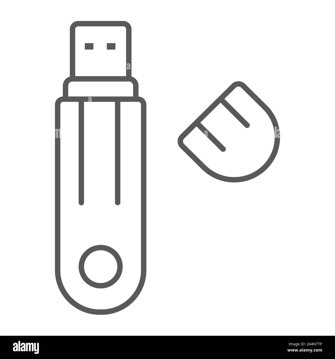 Flash drive thin line icon, technology and device, usb storage sign