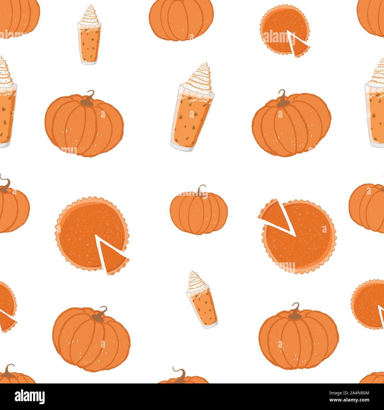 Seamless vector pattern of autumn halloween elements. Stock Vector
