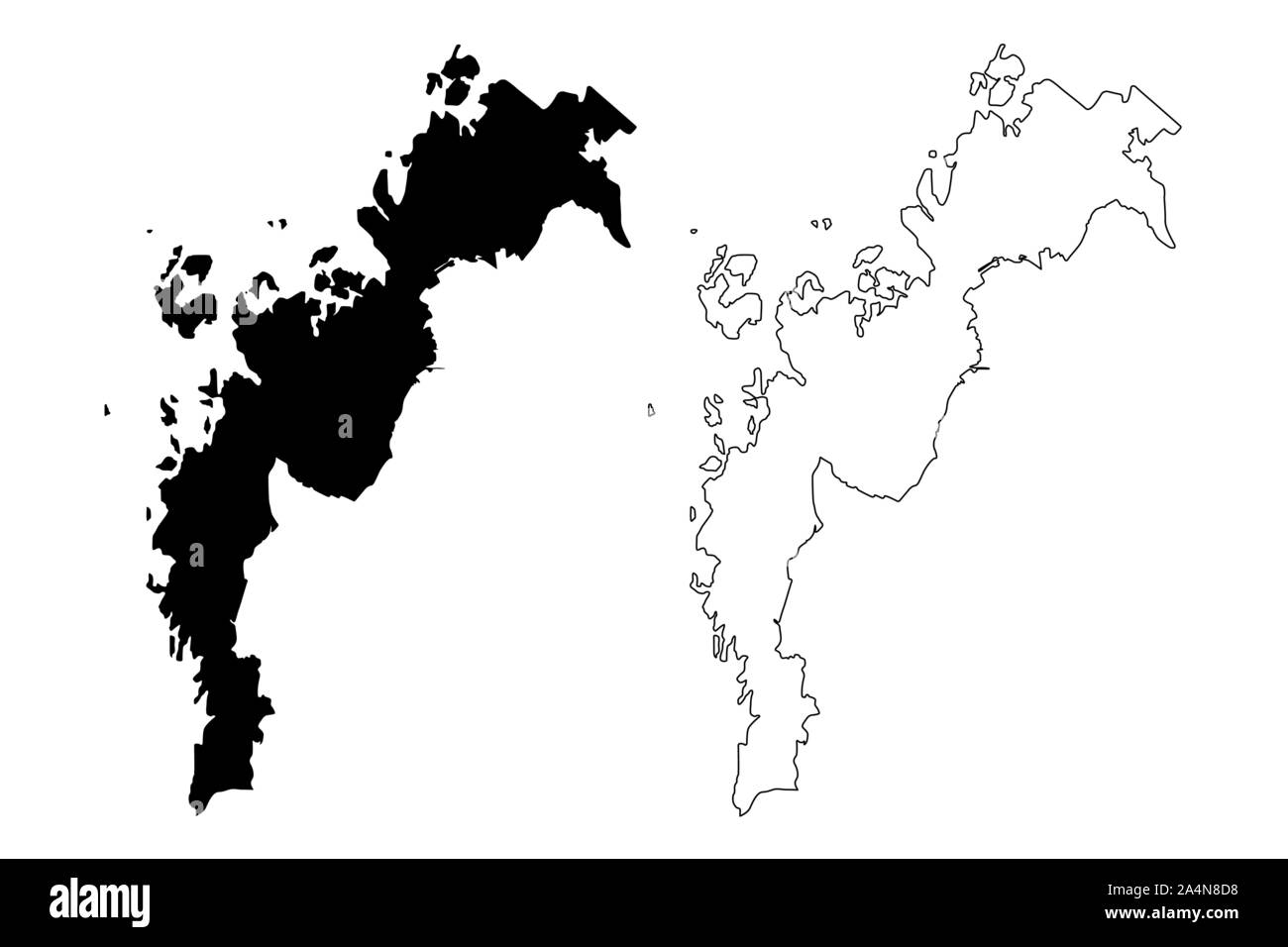 Ostrobothnia Region (Republic of Finland) map vector illustration, scribble sketch Ostrobothnia map Stock Vector