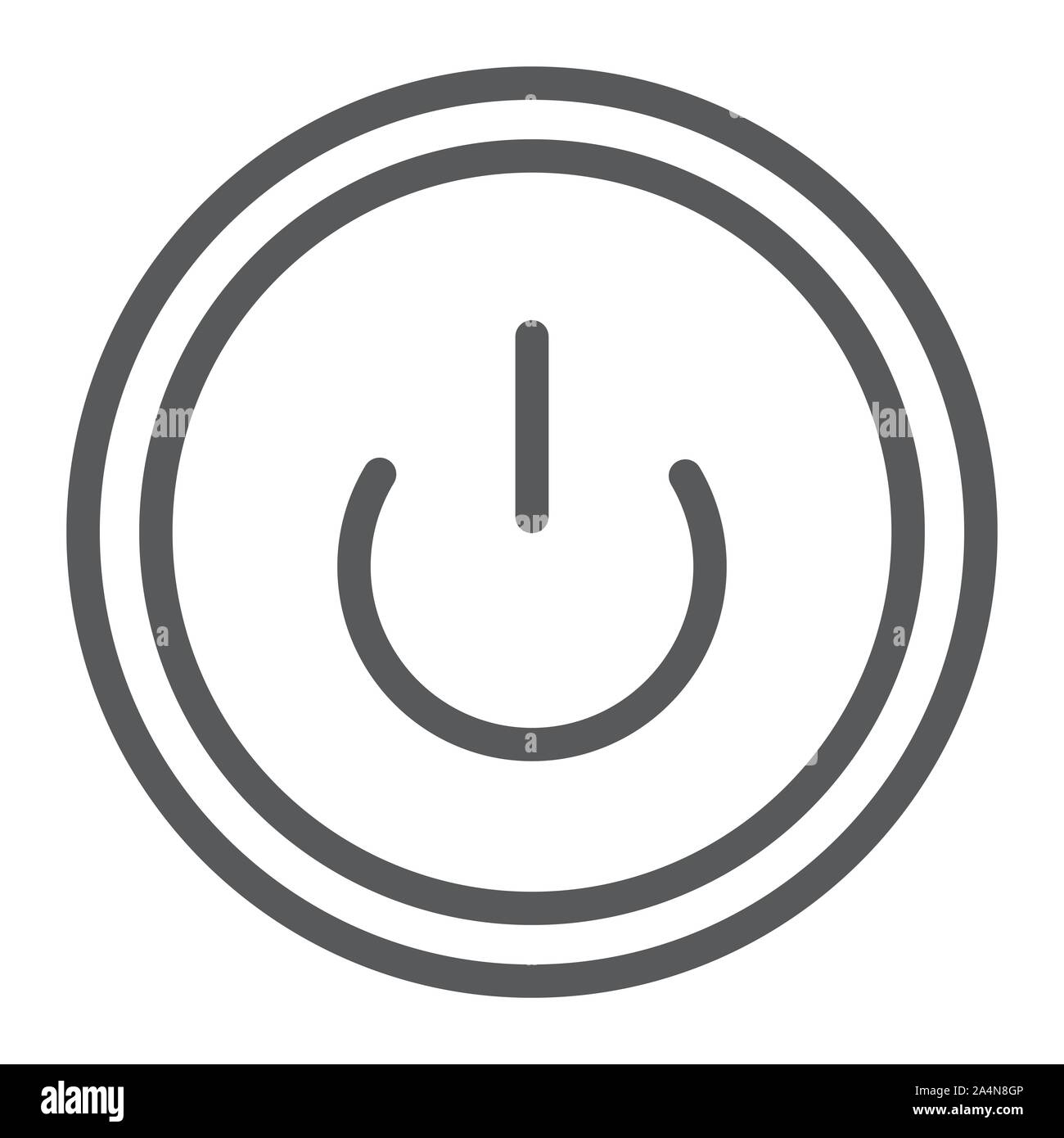 Computer power button line icon, switch and computer, on off sign ...
