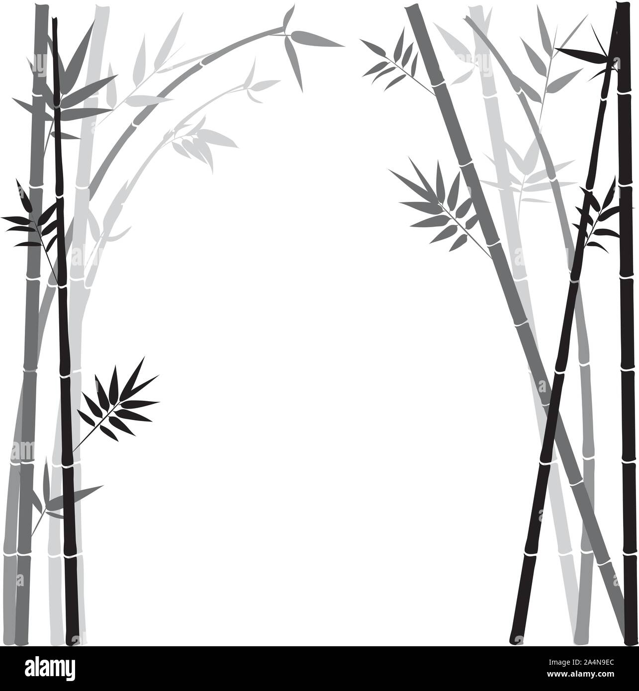 Abstract bamboo branches with leaves grunge illustration Stock Vector ...