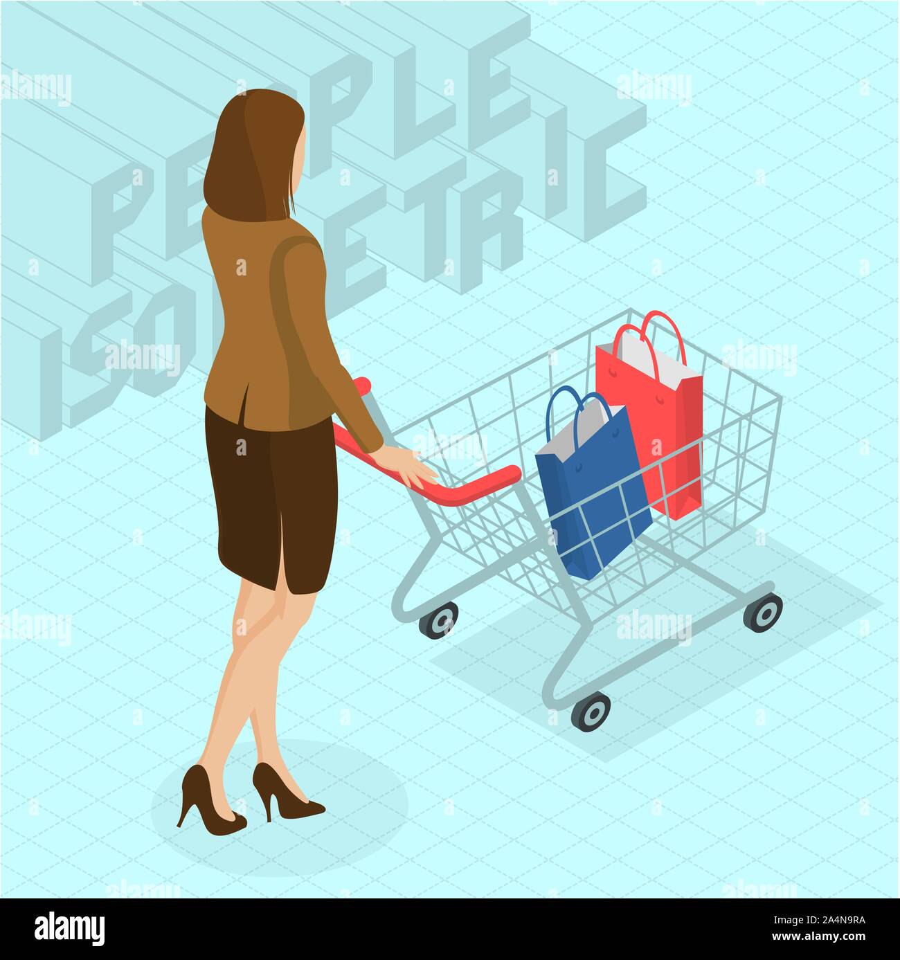 woman walking with shopping cart Stock Vector Image & Art Alamy