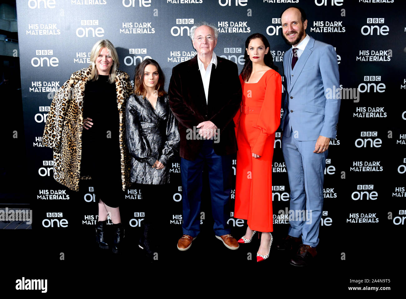 (Left to right) Jane Tranter, Dafne Keen, Philip Pullman, Ruth Wilson and Jack Thorne attending the premiere of His Dark Materials held at the BFI Southbank, London. Stock Photo